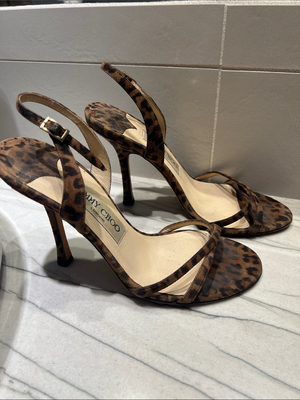 Jimmy Choo Leopard-Print Slingback Stiletto Heels - Brown/Black